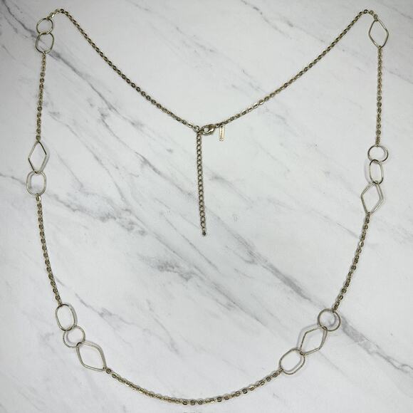 Lane Bryant Geometric Gold Tone Long Chain Link Necklace - Picture 2 of 10